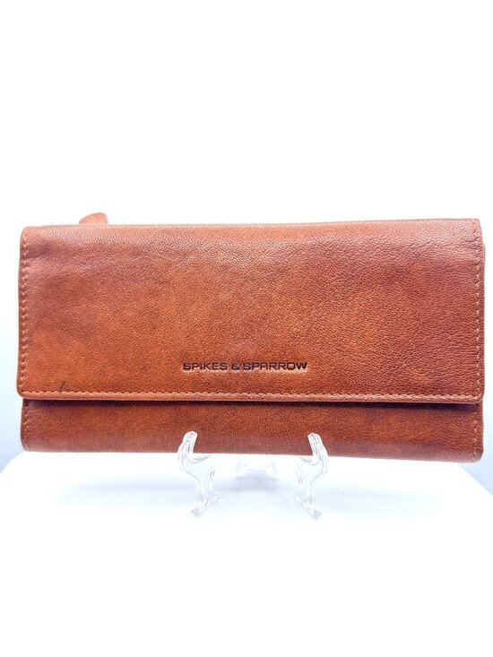 Spikes & Sparrow Handbags - Spikes & Sparrow Genuine Leather Camel Color Wallet Tri-Fold RFID CC Protection